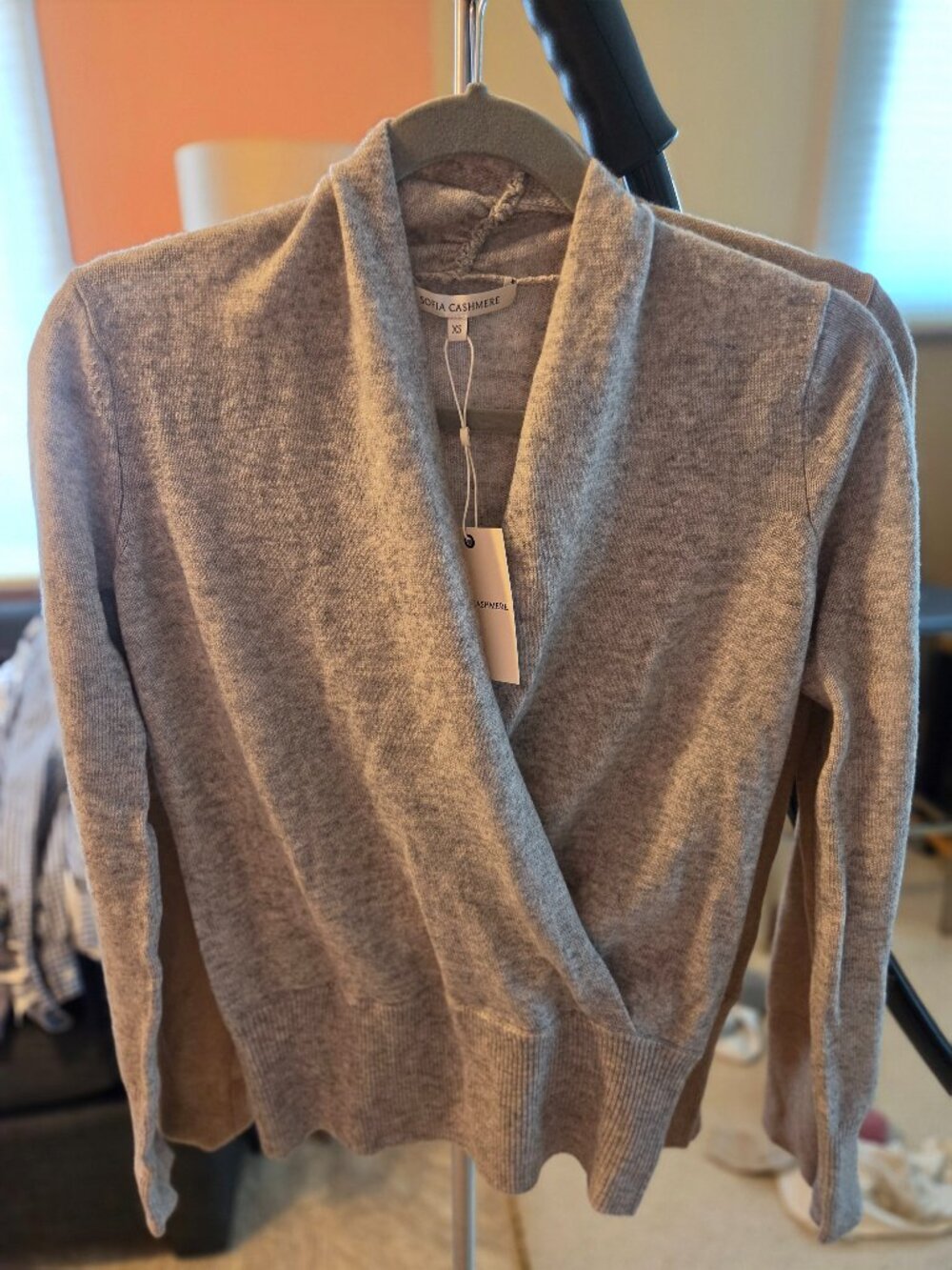 Sophia Cashmere Gray or Grey Wrap Sweater